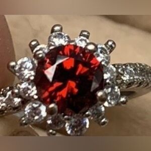 Beautiful Silver & red flower ring from Fragrant Jewels size 5